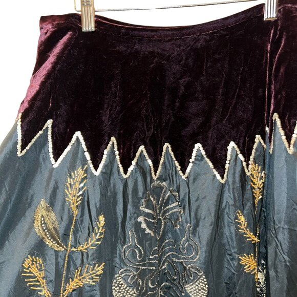 Armand Ventilo Collection purple gold embellsihed beaded velvet maxi skirt 40 - Picture 5 of 6
